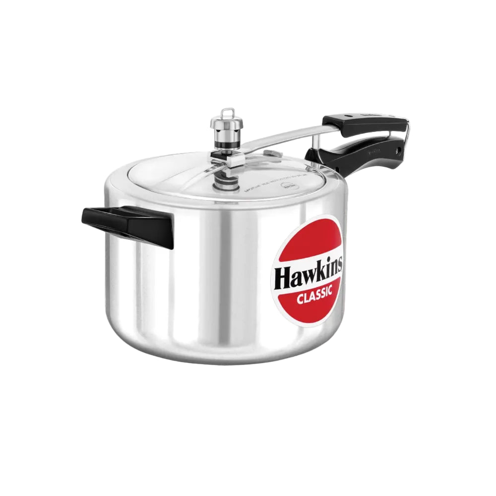 Hawkins Classic 5 Litre Pressure Cooker | Straight Body | Gas Compatible | Ideal for 5–7 persons | ISI Certified | 5 Year Guarantee | Silver (CL50)