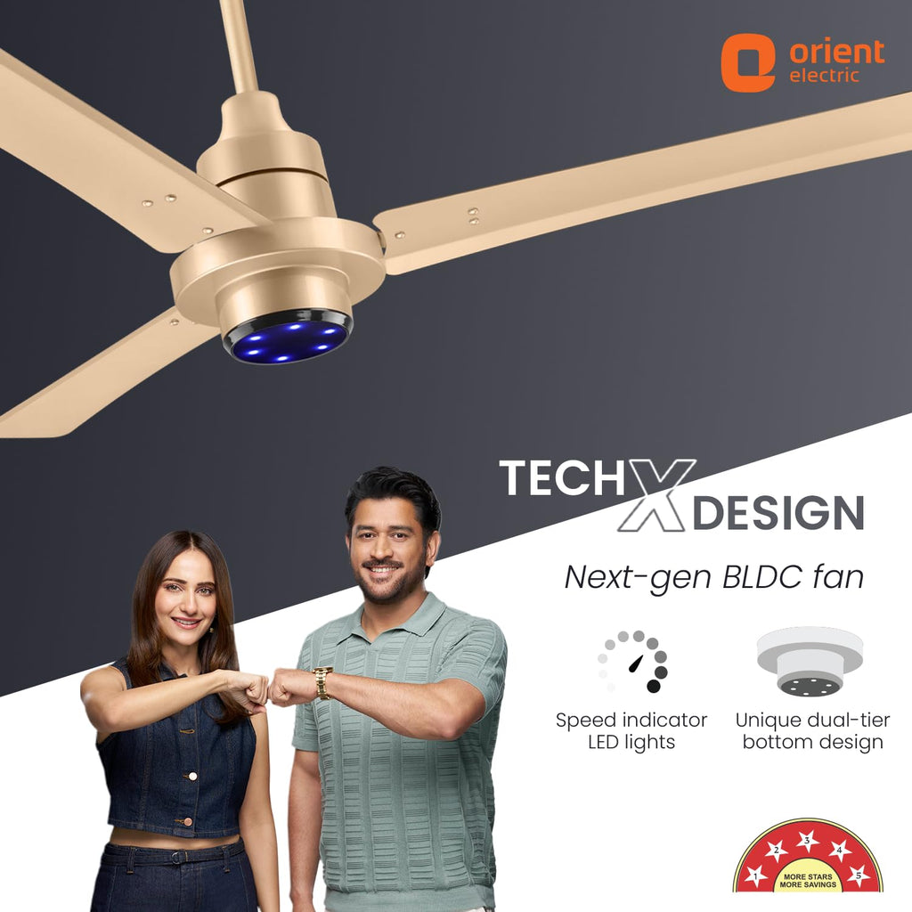 Orient Electric Uniquely Designed I Tome Pro 1200 mm BLDC Ceiling Fan with Remote | BEE 5 Star Rated Energy Efficient Fan | High Air Delivery, 3 Years...