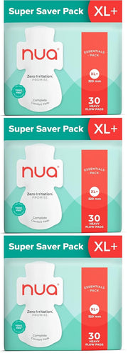 Nua Ultra Safe| 30 Heavy Flow -XL+ |  Leakproof & Toxic Free Sanitary Pad (Pack of 90)