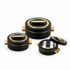 CELLO Satin Insulated Casserole Hot Pot Box Set of 3 Pcs (500ml, 1000ml, 1500ml) Black |