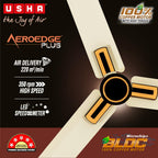 USHA AeroEdge Plus 1200mm BLDC Ceiling Fan with IR Remote | LED Indicator | BEE 5 Star Rated Energy Efficient |100% Copper Motor|High Air Delivery..