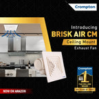 Crompton Brisk Air CM 110 mm(4 inch) Office/Kitchen/Bathroom Exhaust (Ventilation) Fan | Automatic Louvers | Glass,Wall & Ceiling Mount | Low Noise | 75 CMH Powerful Suction | 2 Year Warranty | White