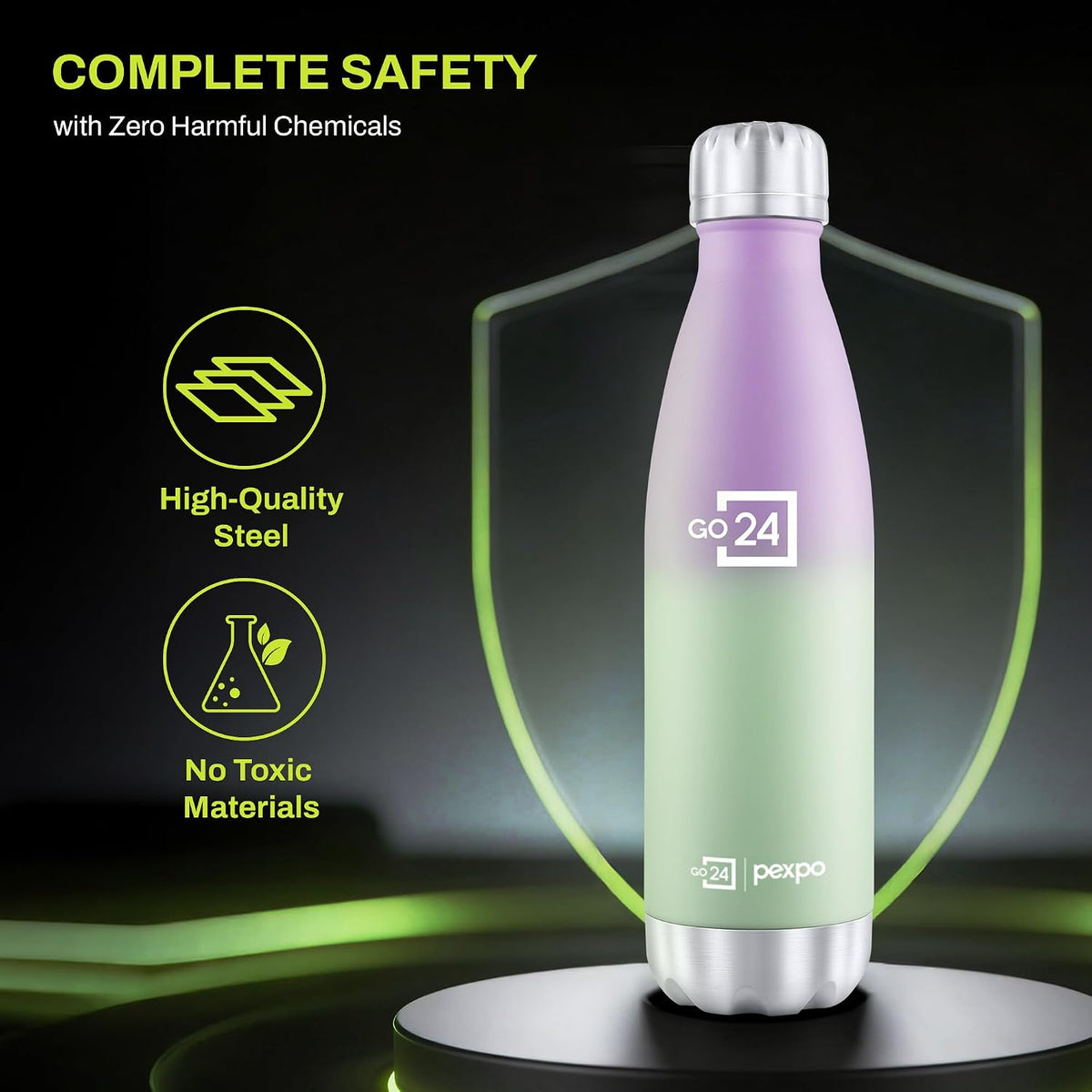 Stainless Steel Water Bottle Electro Green-Purple Ombre 500ml