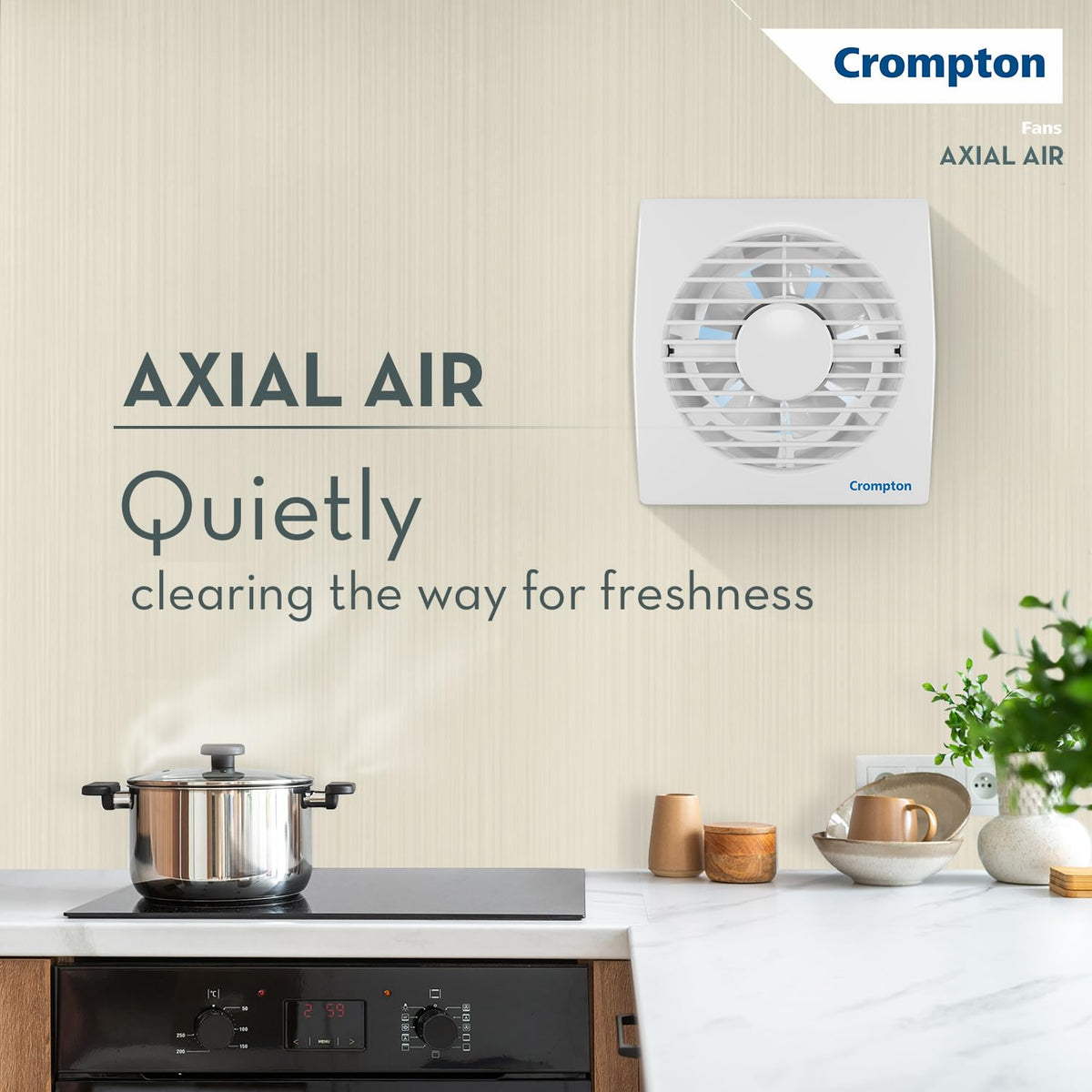 Crompton Axial Air 200 mm (8 inch) Kitchen/Bathroom/Office Exhaust (Ventilation) Fan | 1585 RPM |