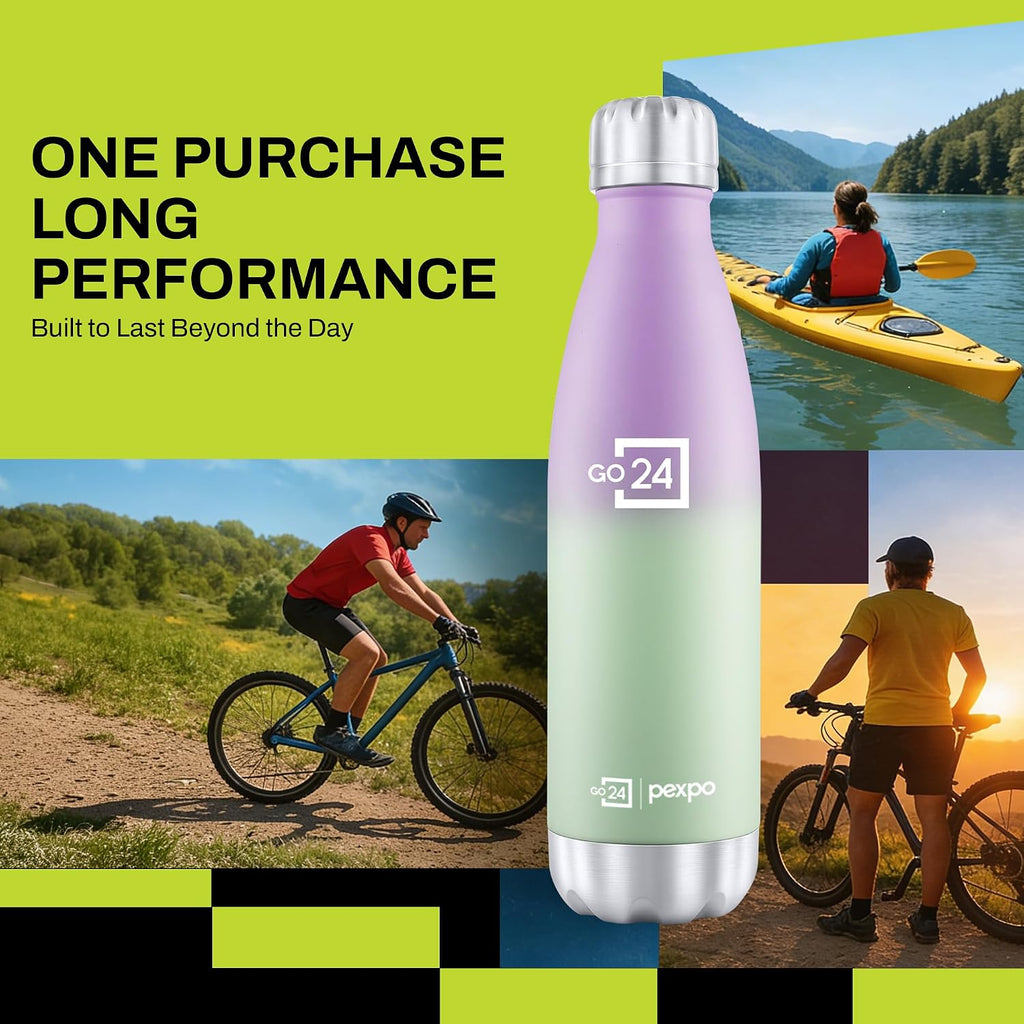 Stainless Steel Water Bottle Electro Green-Purple Ombre 500ml