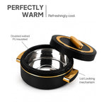 CELLO Satin Insulated Casserole Hot Pot Box Set of 3 Pcs (500ml, 1000ml, 1500ml) Black |