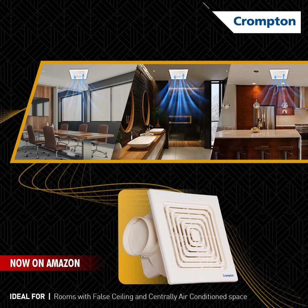 Crompton Brisk Air CM 110 mm(4 inch) Office/Kitchen/Bathroom Exhaust (Ventilation) Fan | Automatic Louvers | Glass,Wall & Ceiling Mount | Low Noise | 75 CMH Powerful Suction | 2 Year Warranty | White