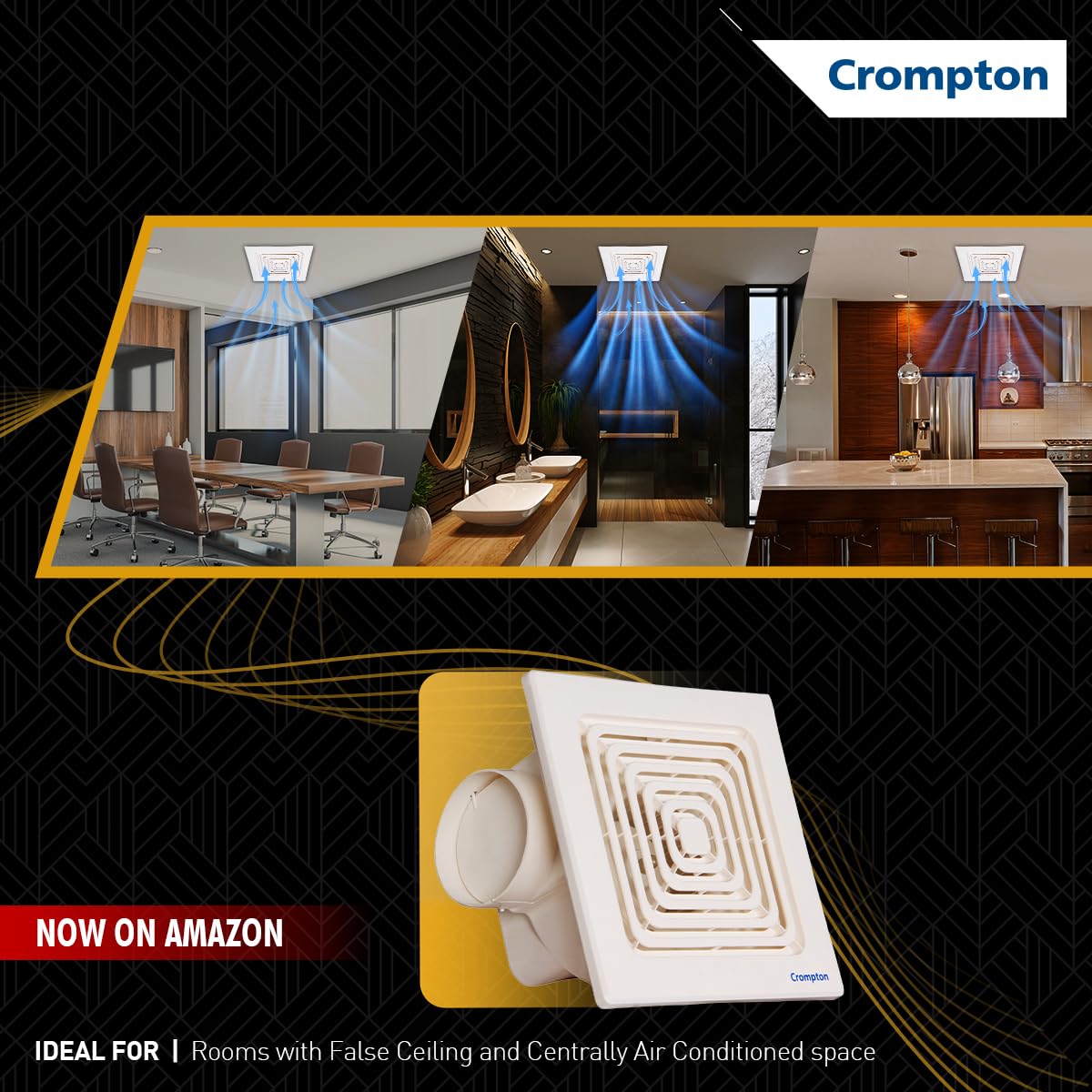 Crompton Brisk Air CM 110 mm(4 inch) Office/Kitchen/Bathroom Exhaust (Ventilation) Fan | Automatic Louvers | Glass,Wall & Ceiling Mount | Low Noise | 75 CMH Powerful Suction | 2 Year Warranty | White