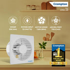 Crompton Axial Air 200 mm (8 inch) Kitchen/Bathroom/Office Exhaust (Ventilation) Fan | 1585 RPM |