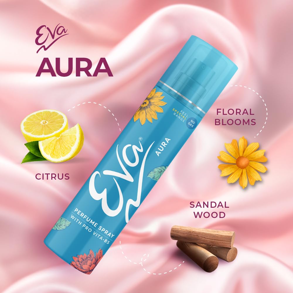 Eva Aura & Charm No Gas Perfume Spray | Long Lasting Perfume Body spray | Floral Grace With Shades Of Mandrine Orange, Cashmirwood & Fresh Citrus.
