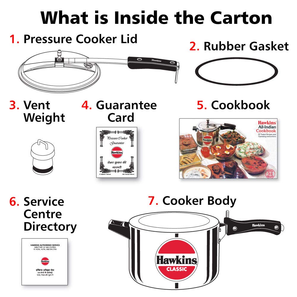 Hawkins Classic 5 Litre Pressure Cooker | Straight Body | Gas Compatible | Ideal for 5–7 persons | ISI Certified | 5 Year Guarantee | Silver (CL50)