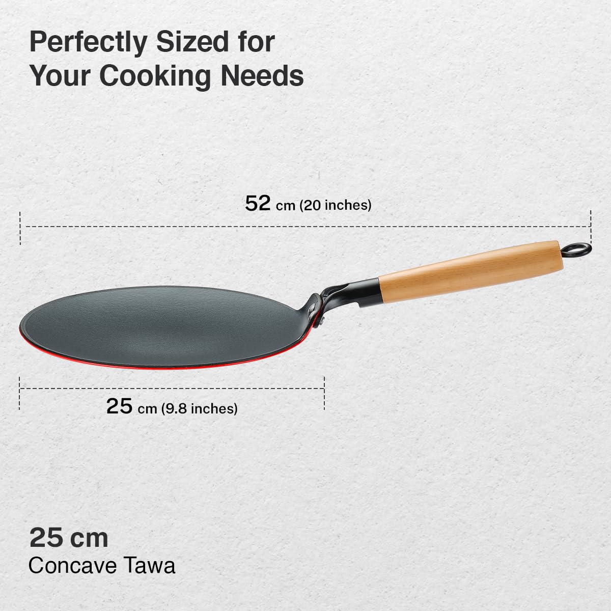 Prestige Castlite Enamel Coated Lightweight Cast Iron Concave Tawa 25cm | High Heat Retention, Rust-Proof | Gas & Induction Compatible |