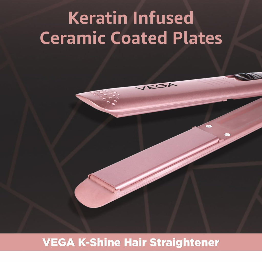 VEGA VHSH-28 K-Shine Hair Straightener with Keratin Infused Plates (Ananya Panday Signature Collection)