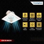 Crompton Brisk Air CM 110 mm(4 inch) Office/Kitchen/Bathroom Exhaust (Ventilation) Fan | Automatic Louvers | Glass,Wall & Ceiling Mount | Low Noise | 75 CMH Powerful Suction | 2 Year Warranty | White