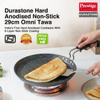 Prestige Durastone Hard Anodised Non-Stick Omni tawa(29 cm)|6 Layers Extra Durable Stone Coating|