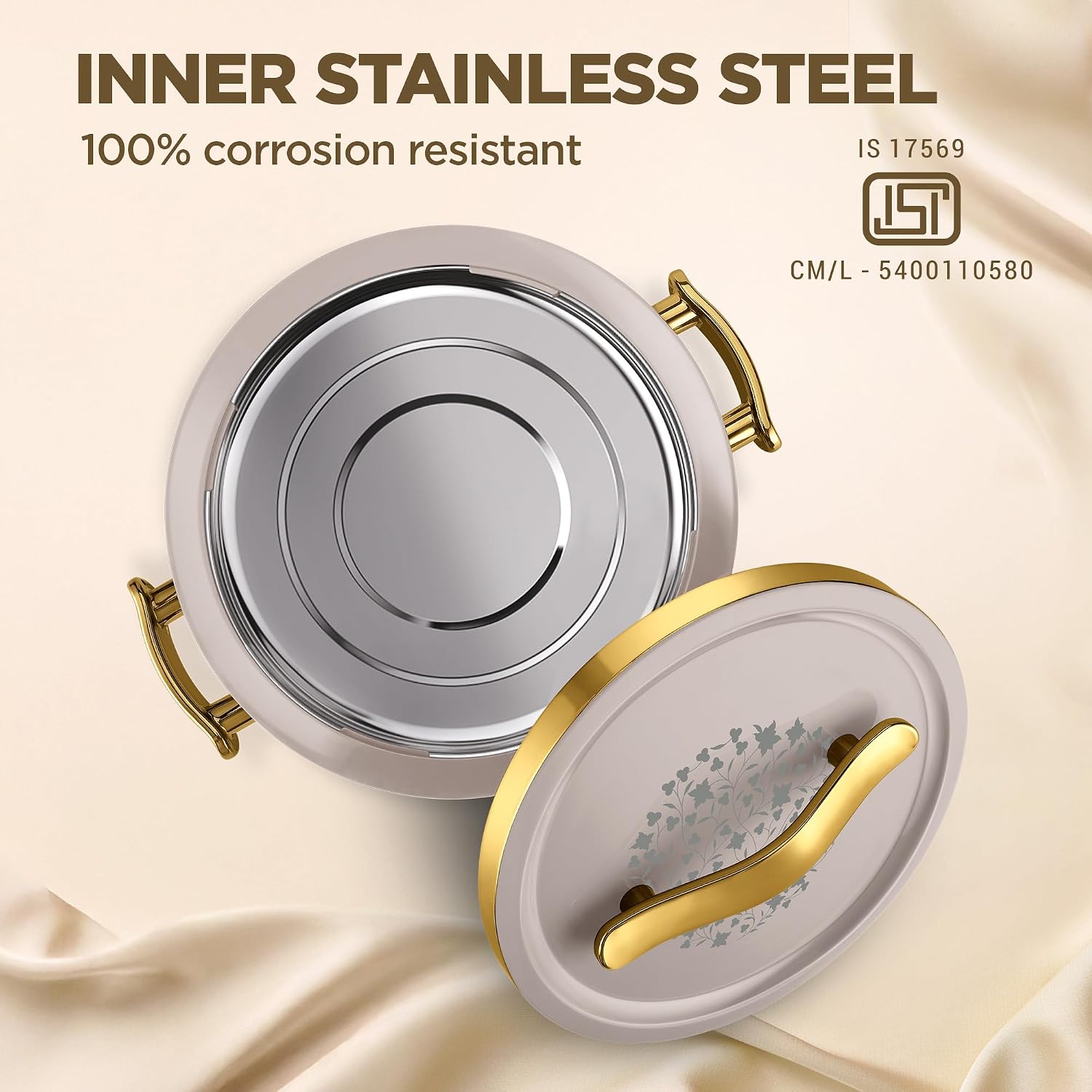 Milton Insignia 2500 Casserole, 2100 ml I ISI Certified I Inside Steel I