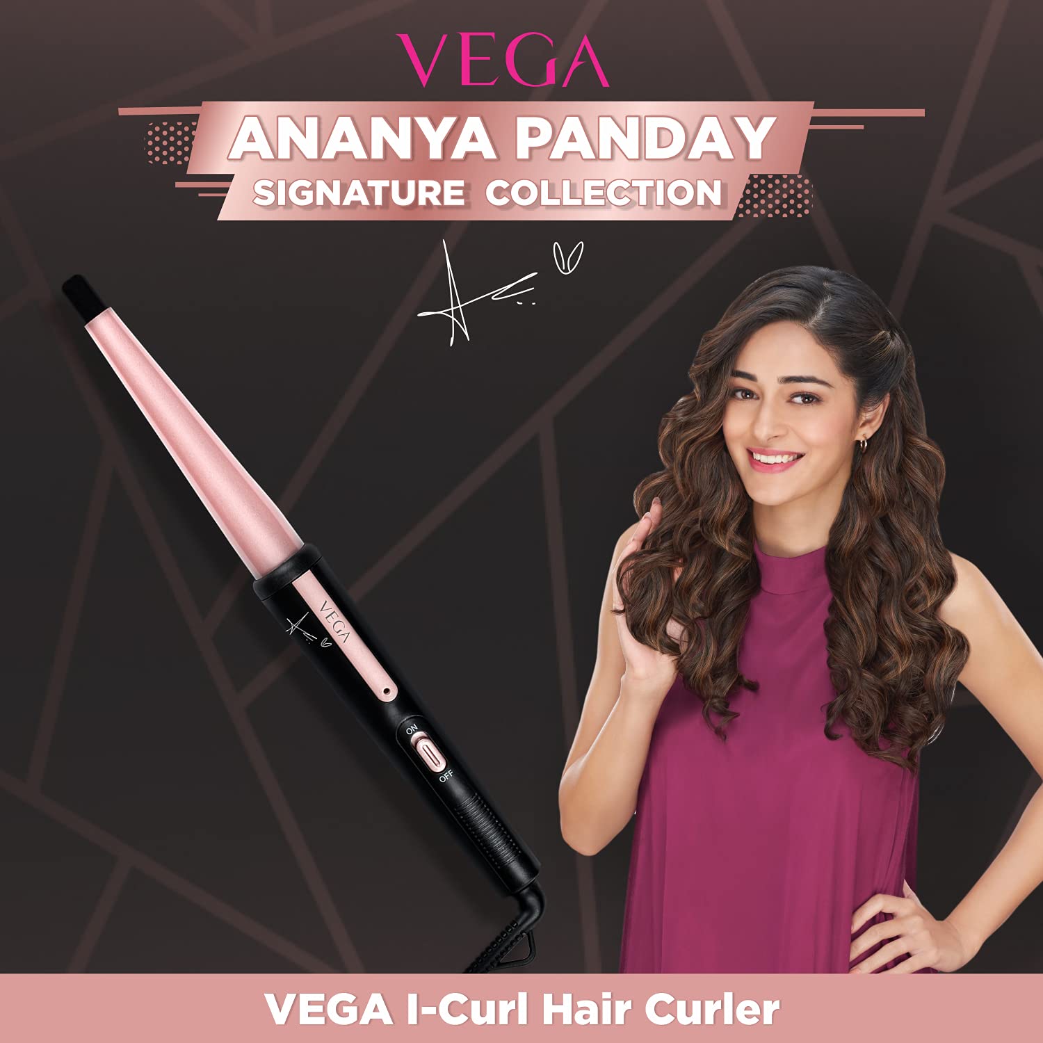 VEGA VHSH-28 K-Shine Hair Straightener with Keratin Infused Plates (Ananya Panday Signature Collection)