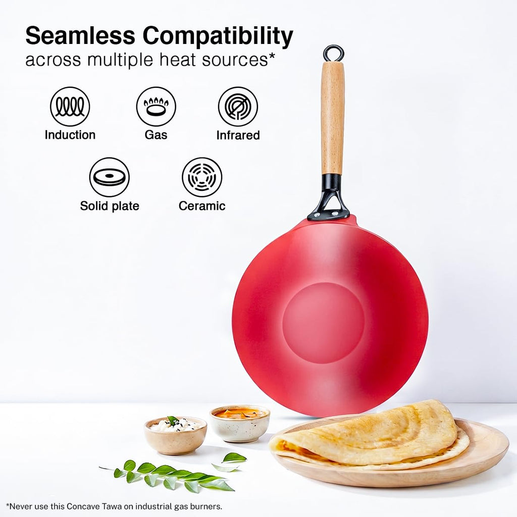 Prestige Castlite Enamel Coated Lightweight Cast Iron Concave Tawa 25cm | High Heat Retention, Rust-Proof | Gas & Induction Compatible |
