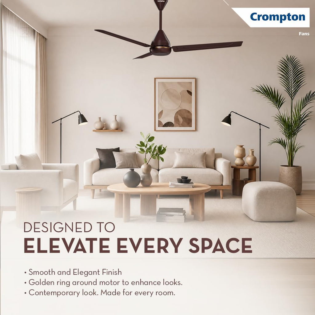 Crompton Energion Hyperboost 1200mm BLDC Ceiling Fan | Point Anywhere Remote Control | BEE 5 Star Rated Energy Efficient | Superior Air Delivery | Smoked Brown 2 Year...