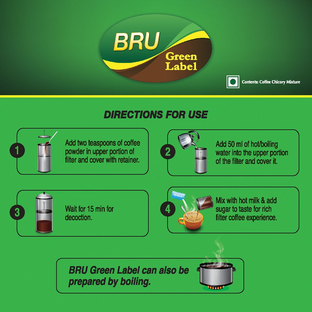 Bru Green Label Filter Coffee 500g