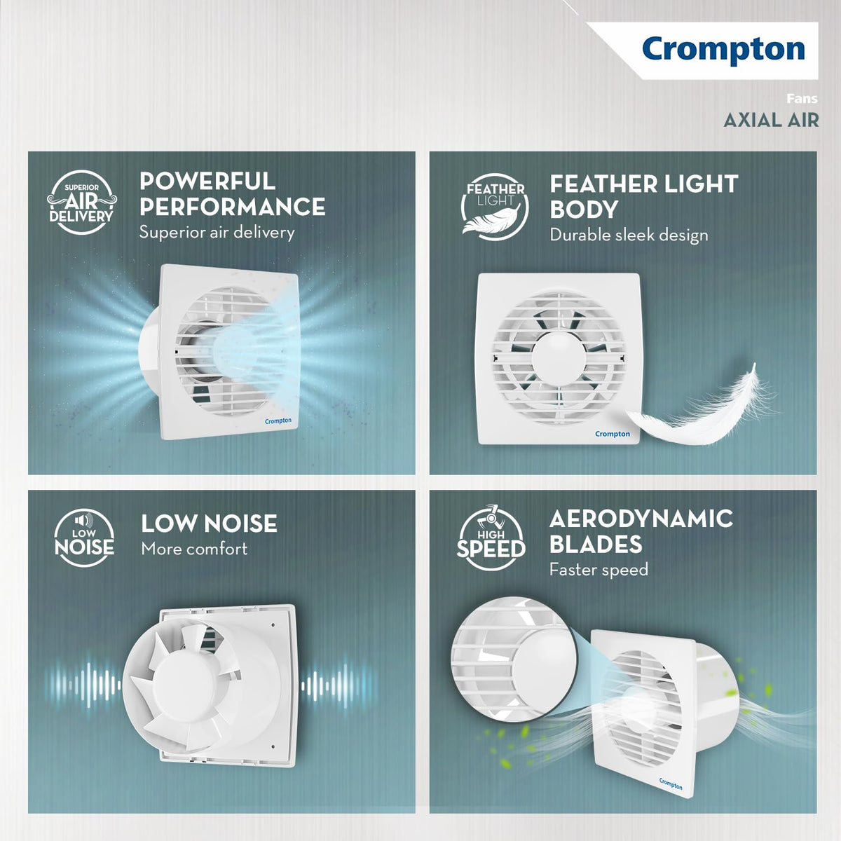 Crompton Axial Air 200 mm (8 inch) Kitchen/Bathroom/Office Exhaust (Ventilation) Fan | 1585 RPM |