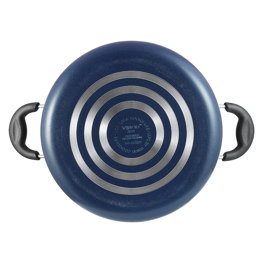 Vinod Zest Aluminium Non Stick Saucepot with Glass Lid - 4.2 Litre, 22 cm | 3 mm Extra Thick | Swiss Quality | 3 Layer Coating | Metal Spoon Friendly - 1 Year Warranty