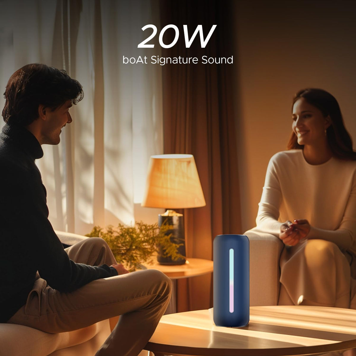 boAt Stone Spinx Pro Bluetooth Speaker with 20 W RMS Sound, Up to 8 hrs of Playtime, BTv5.0, Built-in Mic, RGB LEDs, TWS Feature, TF Card, AUX Port &...