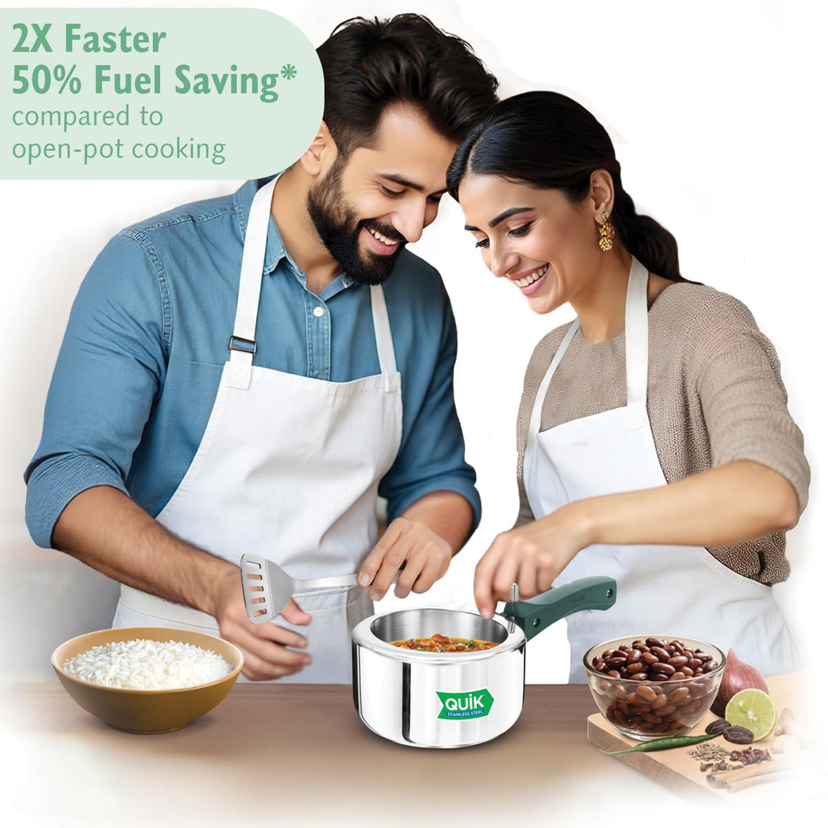 Hawkins Quik 1.5 Litre Stainless Steel Pressure Cooker | Straight Body | Induction & Gas Compatible | Ideal for 1–2 persons | ISI Certified | Guaranteed...