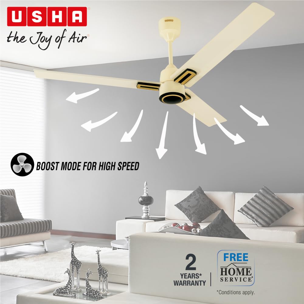 USHA AeroEdge Plus 1200mm BLDC Ceiling Fan with IR Remote | LED Indicator | BEE 5 Star Rated Energy Efficient |100% Copper Motor|High Air Delivery..