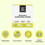 PEESAFE Reusable Sanitary Pads | (3 Regular Pads + 1 Overnight Pad + 1 Leak Proof Pouch) | Lasts Up To 1 Year | Highly Absorbent & Skin Friendly, Pack of 4