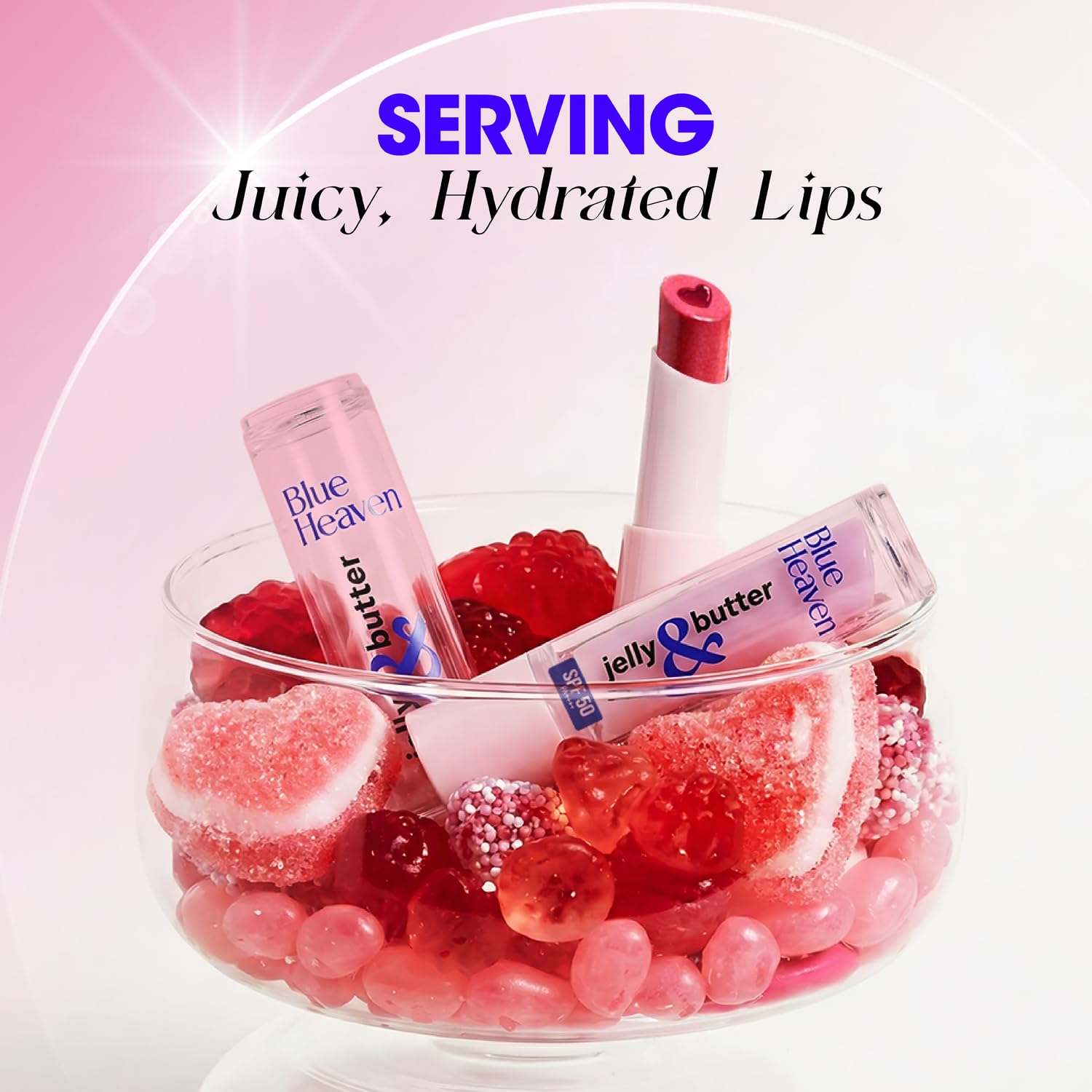 Blue Heaven Jelly & Butter SPF 50 Lip Balm infused with Jojoba Oil, Shea Butter + Vitamin E, smoothens Dry & Chapped Lips, Fades Pigmentation, Soften & Smoothes Plums Lips, Caramel Brown, 3g