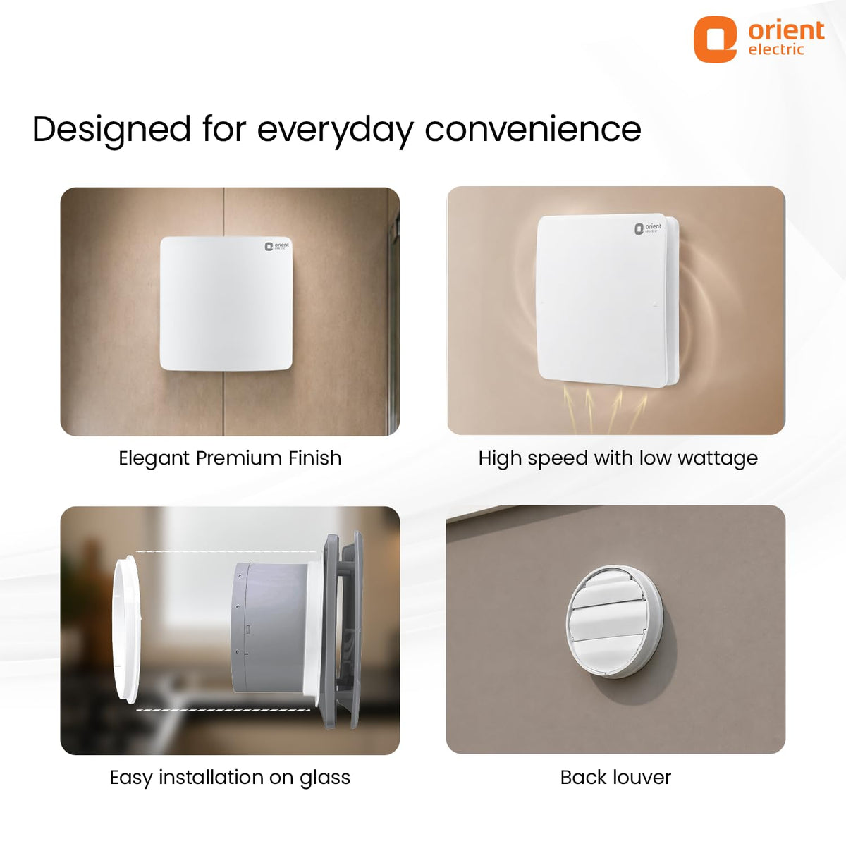 Orient Ventro exhaust 150 mm | White | Glass and wall mountable | Elegant design with high performance | Noiseless Operation | 2 year warranty