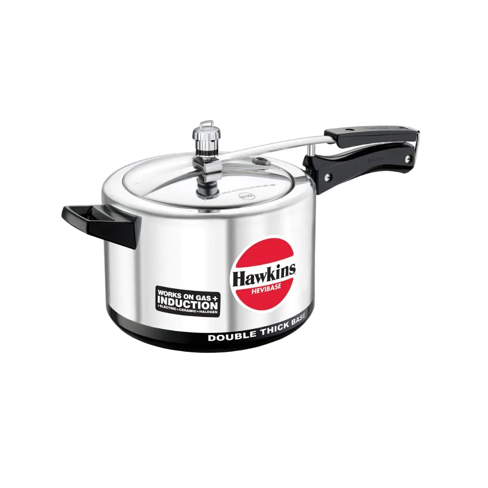 Hawkins Aluminium 5 Litre Hevibase Pressure Cooker, Induction Inner Lid Cooker, Silver (Ih50)