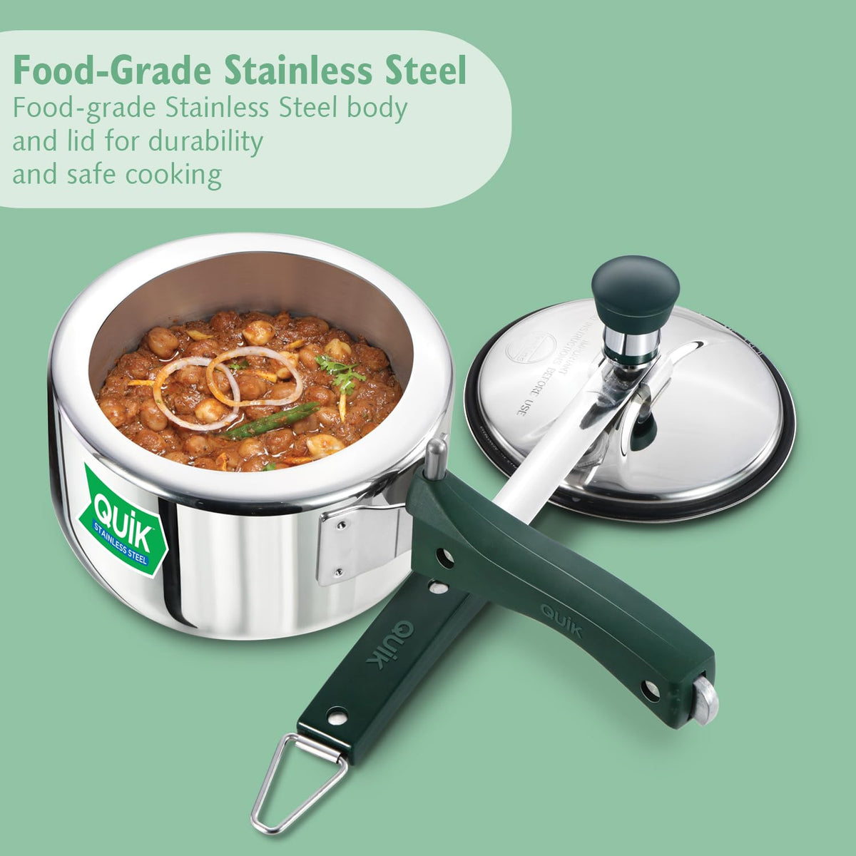 Hawkins Quik 1.5 Litre Stainless Steel Pressure Cooker | Straight Body | Induction & Gas Compatible | Ideal for 1–2 persons | ISI Certified | Guaranteed...