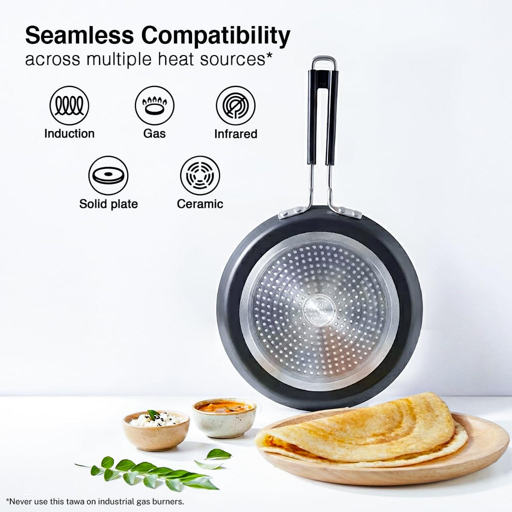 Prestige Durastone Hard Anodised Non-Stick Omni tawa(29 cm)|6 Layers Extra Durable Stone Coating|