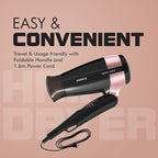 Havells 1200W Foldable Hair Dryer; 3 Heat Settings With Cool Shot (Hot/Cool/Warm),Heat Balance Technology|Cool Black|Your Perfect Blow Dry Companion For...