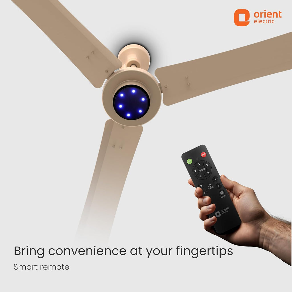 Orient Electric Uniquely Designed I Tome Pro 1200 mm BLDC Ceiling Fan with Remote | BEE 5 Star Rated Energy Efficient Fan | High Air Delivery, 3 Years...