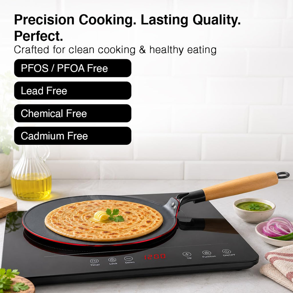 Prestige Castlite Enamel Coated Lightweight Cast Iron Concave Tawa 25cm | High Heat Retention, Rust-Proof | Gas & Induction Compatible |