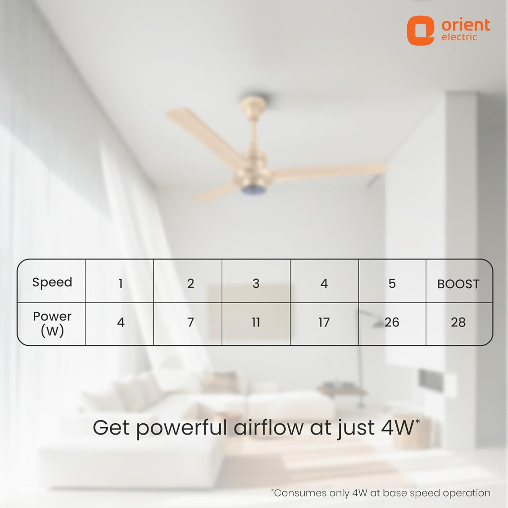 Orient Electric Uniquely Designed I Tome Pro 1200 mm BLDC Ceiling Fan with Remote | BEE 5 Star Rated Energy Efficient Fan | High Air Delivery, 3 Years...