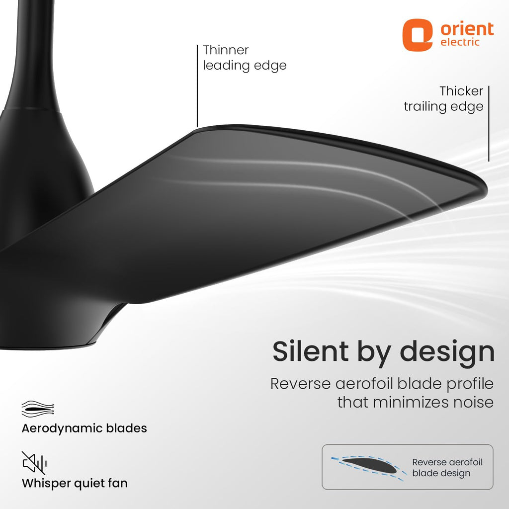 Orient Electric Aerosilent | India’s Most Silent Fan | Less than 50dB| 1200mm BLDC Ceiling Fan with Remote | BEE 5-Star Energy-Efficient Fan | Red Dot Design Winner| 5-Year Warranty | Cloud Grey