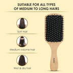 AGARO Wooden Paddle Hair Brush with Strong & flexible nylon bristles having Anti static ball tips, For Grooming, Straightening, Smoothing, Detangling...