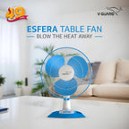 V-Guard Esfera 400mm Table & Wall Fan|ABS Body|White Blue