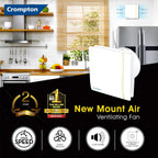 Crompton Mount Air New 6 inch ABS Body Kitchen/Office/Bathroom Exhaust (Ventilation) Fan | Glass, Wall & Ceiling Mount | Silent Operation | 1500 RPM |...