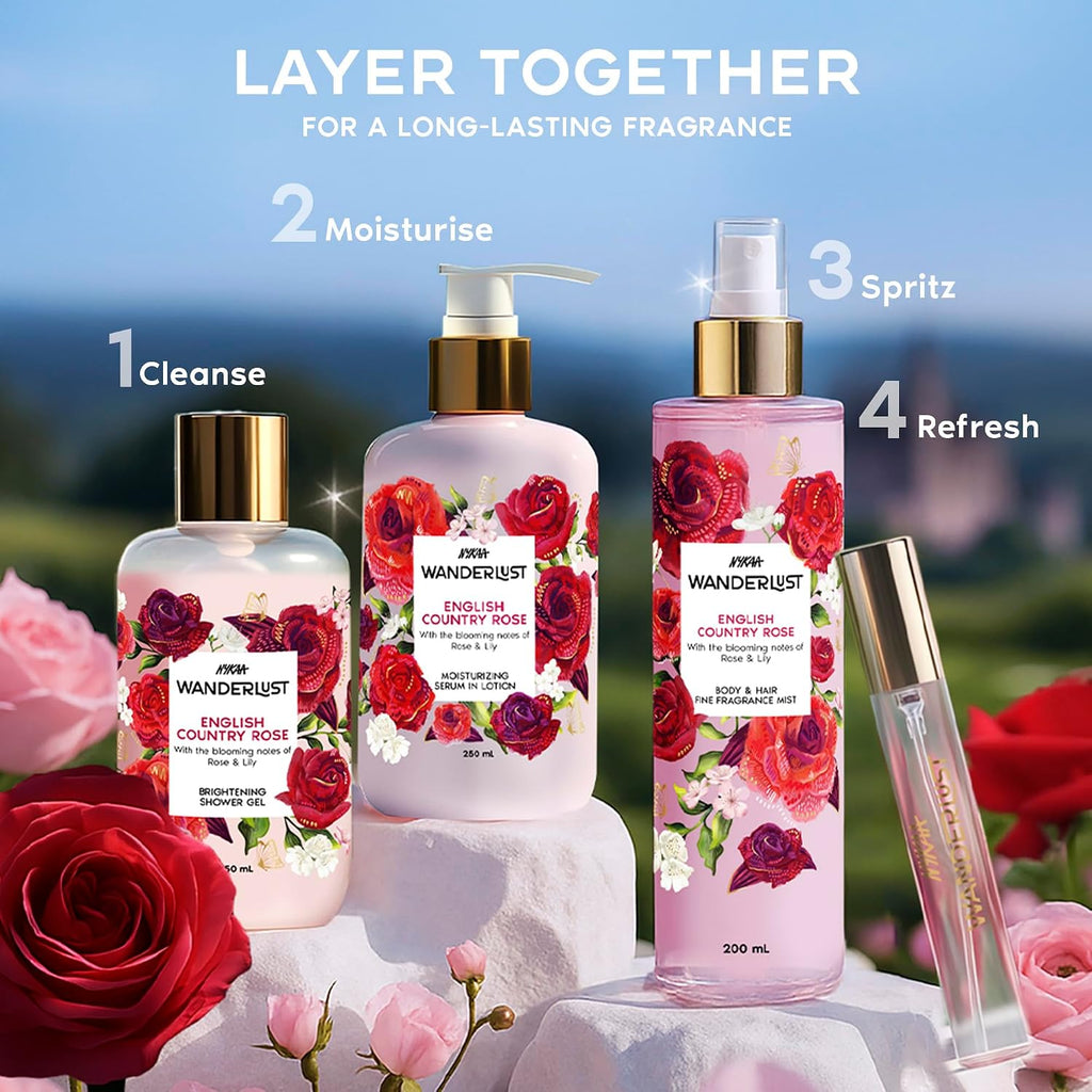 Nykaa Wanderlust English Country Rose Eau De Parfum I Travel size, mini Perfume for Women – 16 ml I Rose & fresh Lilly Perfume | Long–Lasting,...