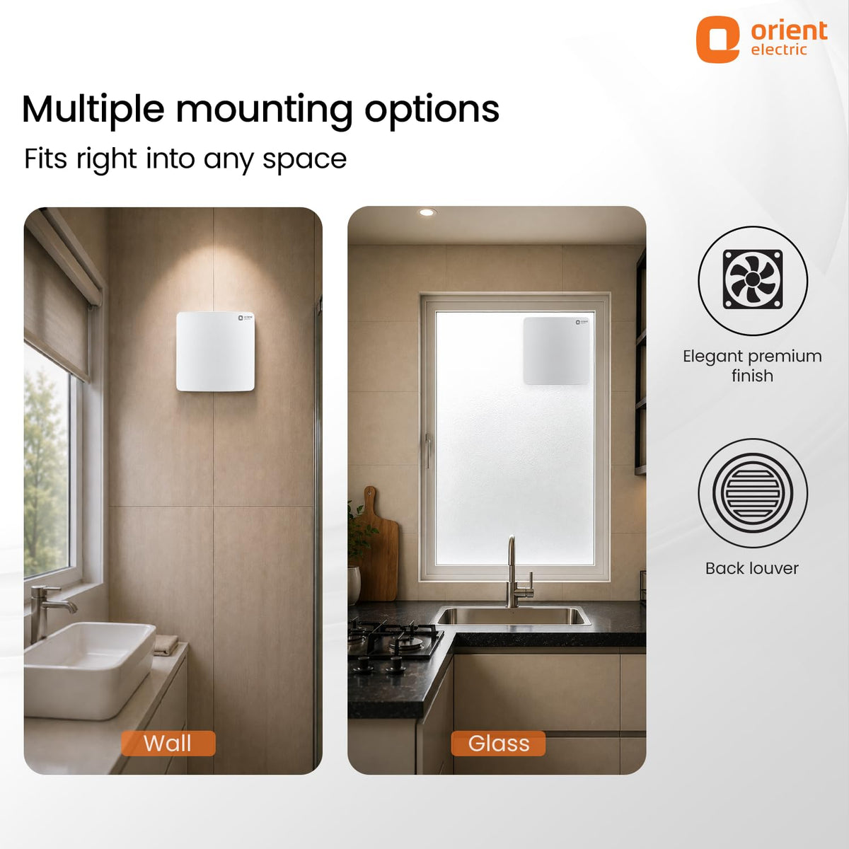Orient Ventro exhaust 150 mm | White | Glass and wall mountable | Elegant design with high performance | Noiseless Operation | 2 year warranty