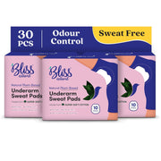 BLISSNATURAL Disposable Sweat Pads For Underarms Women (Pack of 30) Prevents Stains and Odour Control |