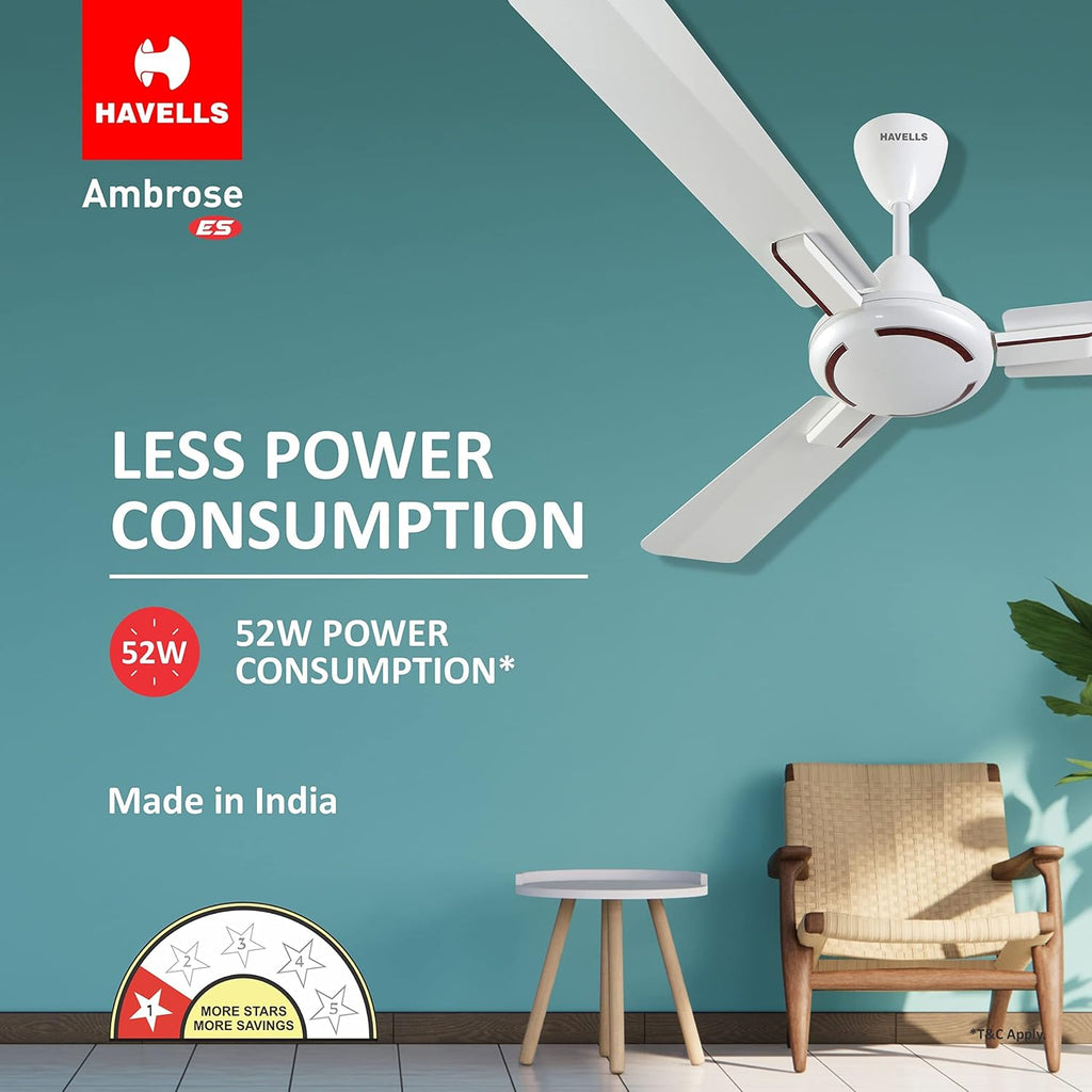 Havells 1200mm Ambrose Energy Saving High Speed Ceiling Fan|