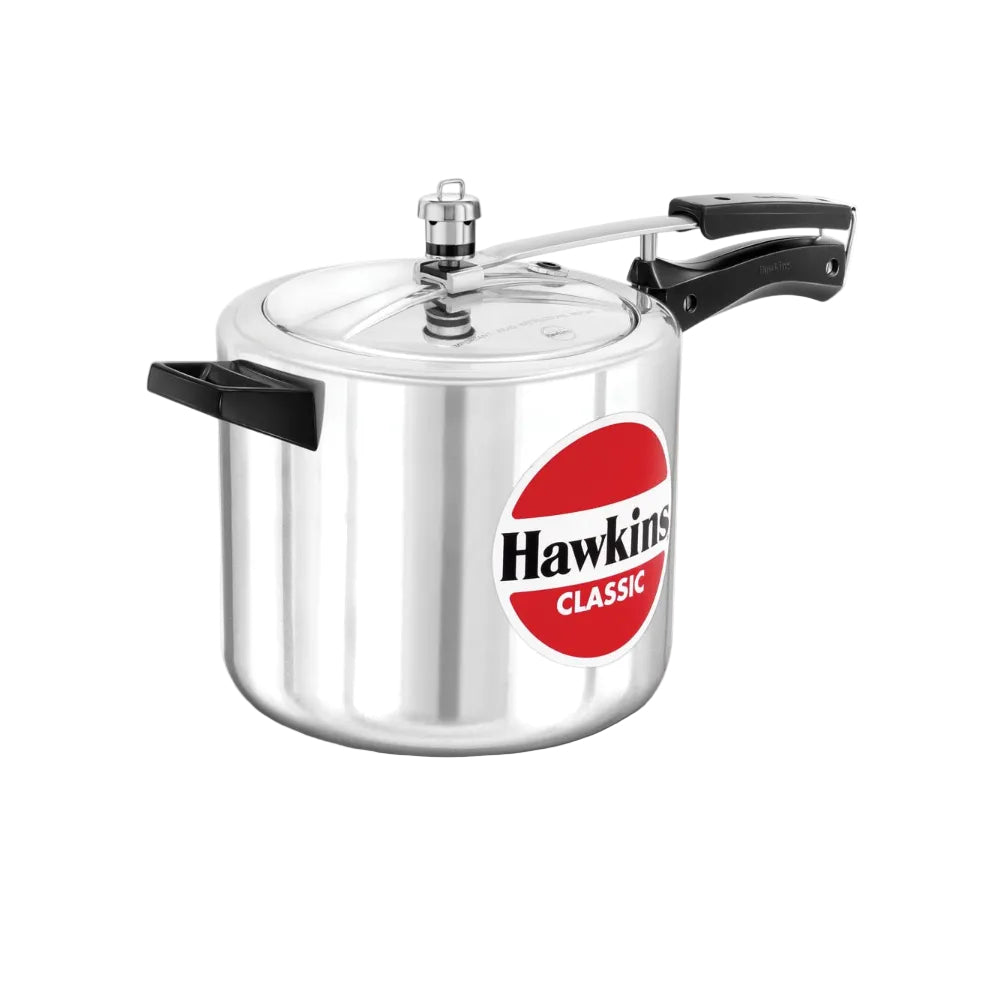 Hawkins Classic 6.5 Litre Pressure Cooker | Straight Body | Gas Compatible | Ideal for 7–9 persons | ISI Certified | 5 Year Guarantee | Silver (CL65)