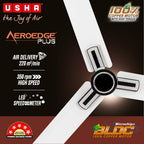 USHA AeroEdge Plus 1200mm BLDC Ceiling Fan with IR Remote |LED Indicator |BEE 5 Star Rated Energy Efficient|100% Copper Motor|High Air Delivery...