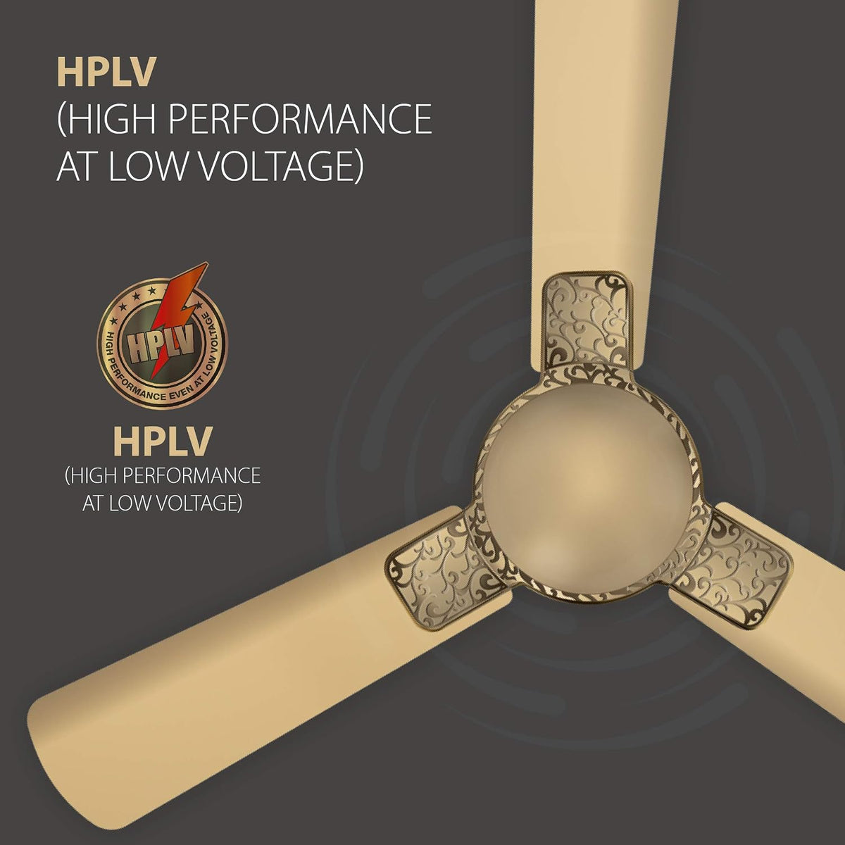 Havells Enticer Hues 1200mm Decorative, Dust Resistant, High Power in Low Voltage (HPLV), High Speed Ceiling Fan (Gold)
